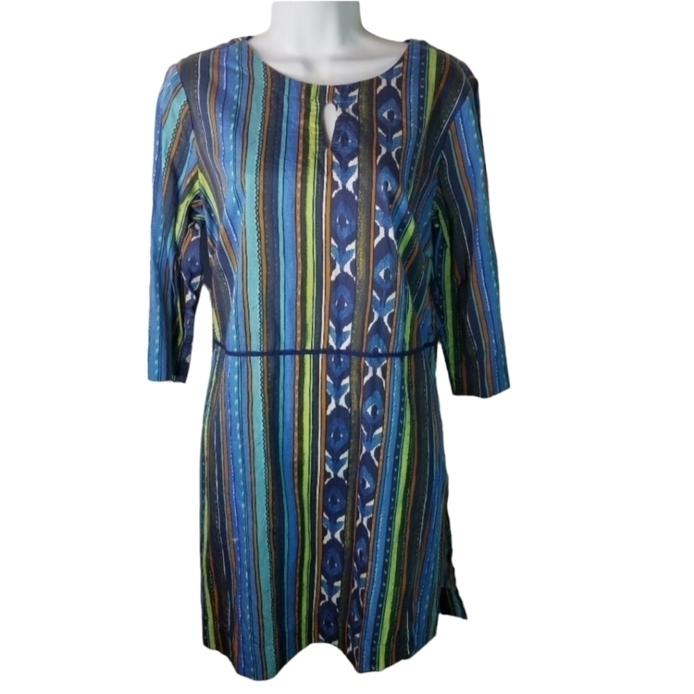 J. Peterman mixed striped print dress